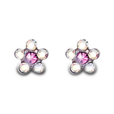 Inverness 120C - SS AB Crystal w/ Rose Flower Post Earrings