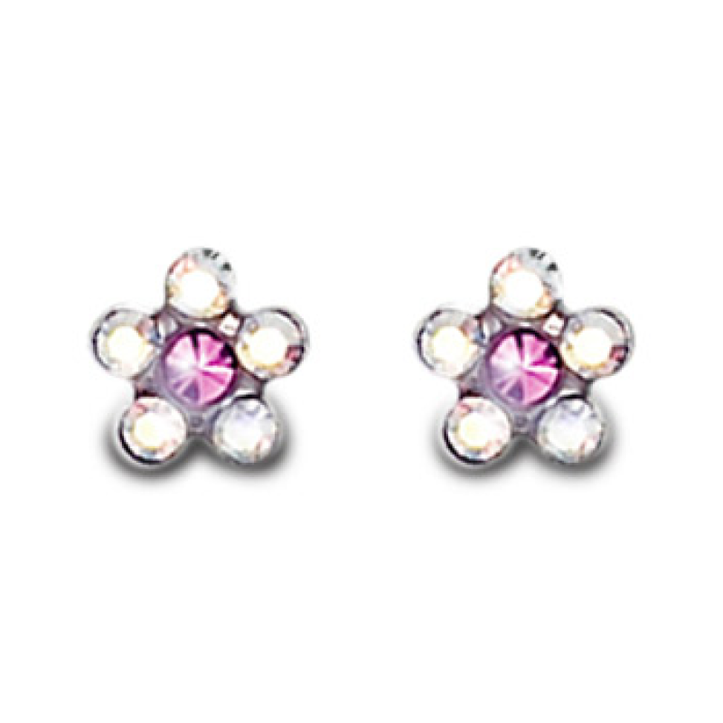 Inverness 120C SS AB Crystal w Rose Flower Post Earrings