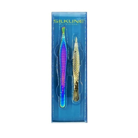 Silkline Stainless Steel Tweezers Set 2PK TWEEZ1WOC