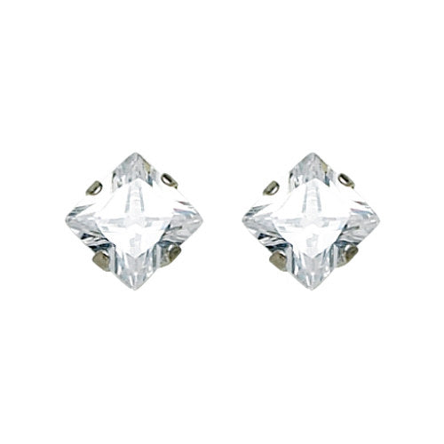 Inverness 355C - SS 7mm Square CZ Post Earrings