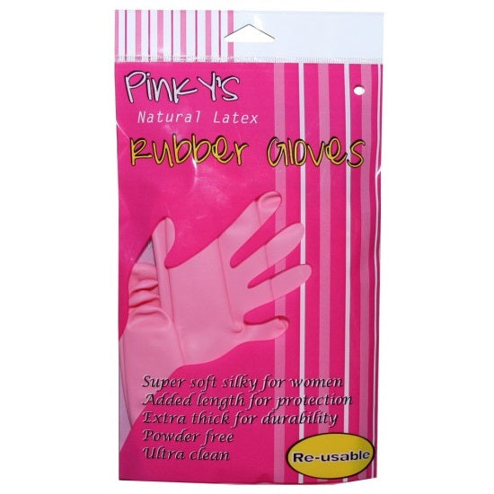 Pinky's Rubber Gloves - 4 Large Pink Gloves
