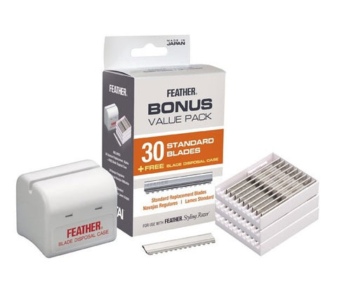 Feather Blades Bonus Value Pack F1-20-130 30 Pack & Free Disposal Case